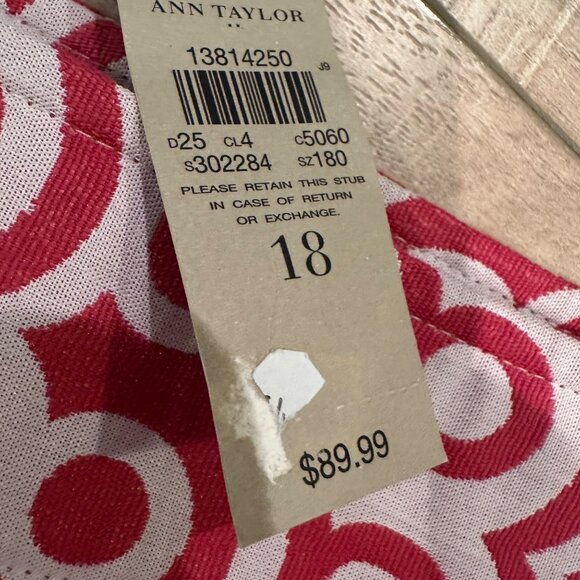 ANN TAYLOR SIZE 18 WOMENS SKIRT NEW PINK AND WHITE - Picture 4 of 10